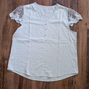 NEW! Light Sage Green Cap Sleeve Blouse Lace XXL XL